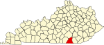 Map of Kentucky highlighting McCreary County